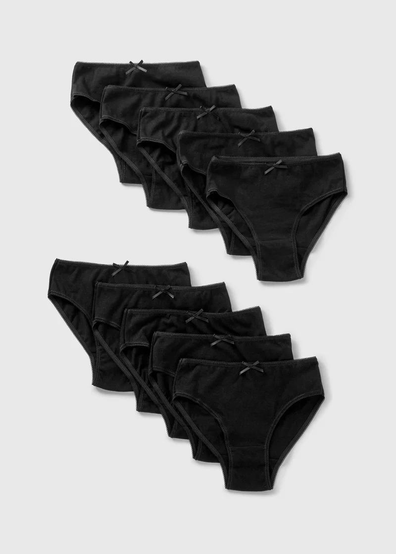 ماتلان 10 Pack Girls Black Briefs